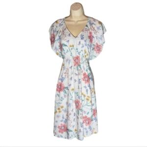 Old Navy Dress Floral Flutter Sleeve White Size SP